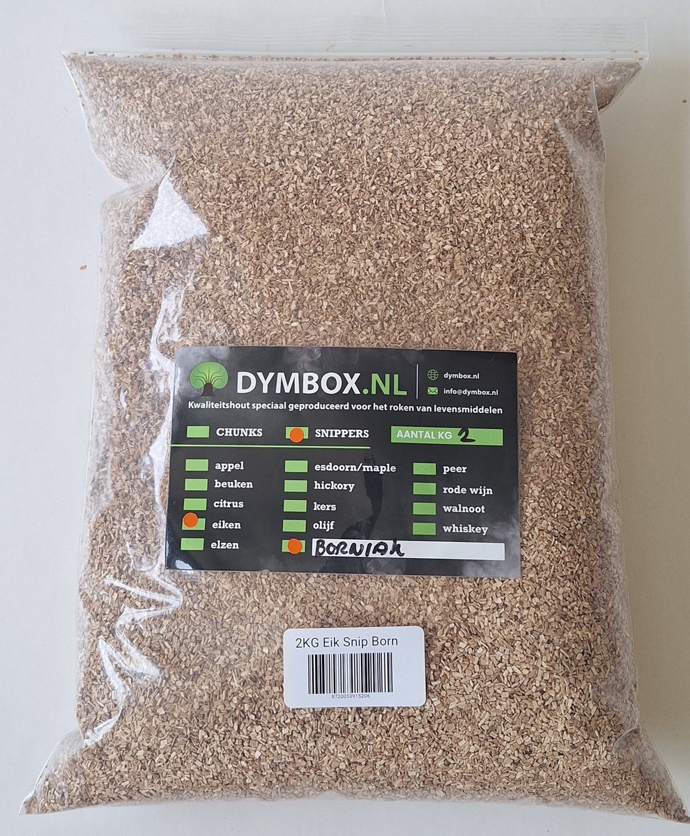 Eiken rooksnippers 2kg ≈ 6,66 Liter geschikt voor o.a. Borniak rookovens