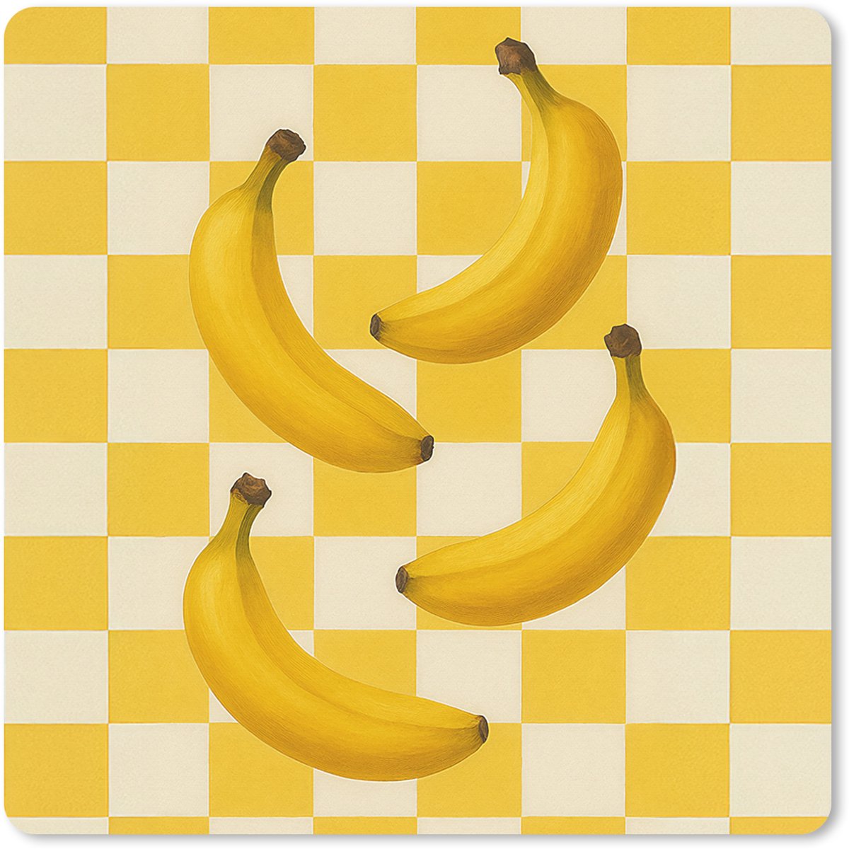 Muismat XXL 60x60 cm - Bureau onderlegger - Bureau mat Bananen - Geel - Geblokt - Bureaumat - Gaming mousepad xl - Bureaulegger groot - Computer deskmat