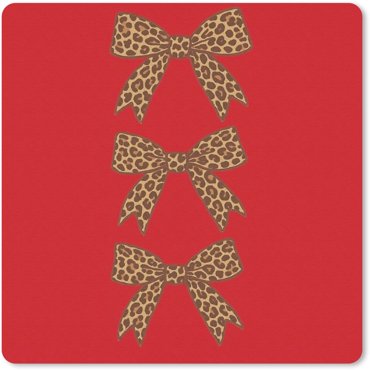 Muismat 20x20 cm - Mousepad Strikken - Panterprint - Rood - Muismatten