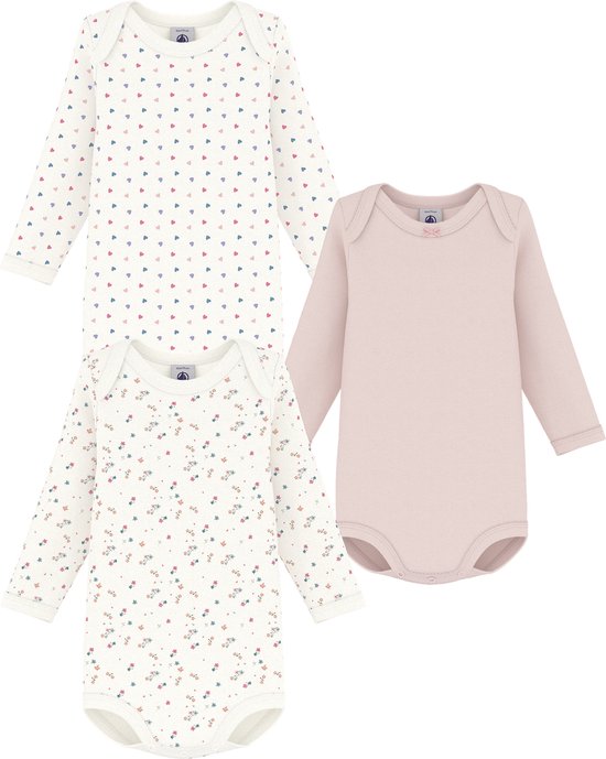 Petit Bateau Set van katoenen body's met lange mouwen en bloemenprint