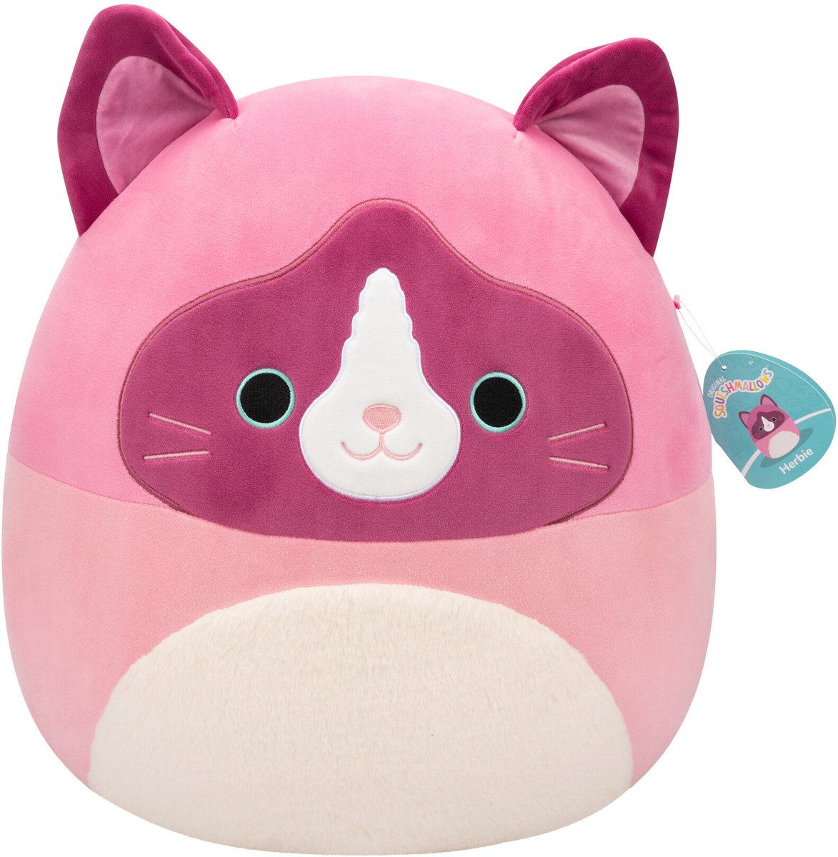 Squishmallows - Medium Plush 30cm Herbie - Pink Snowshoe Cat W/Fuzzy Belly