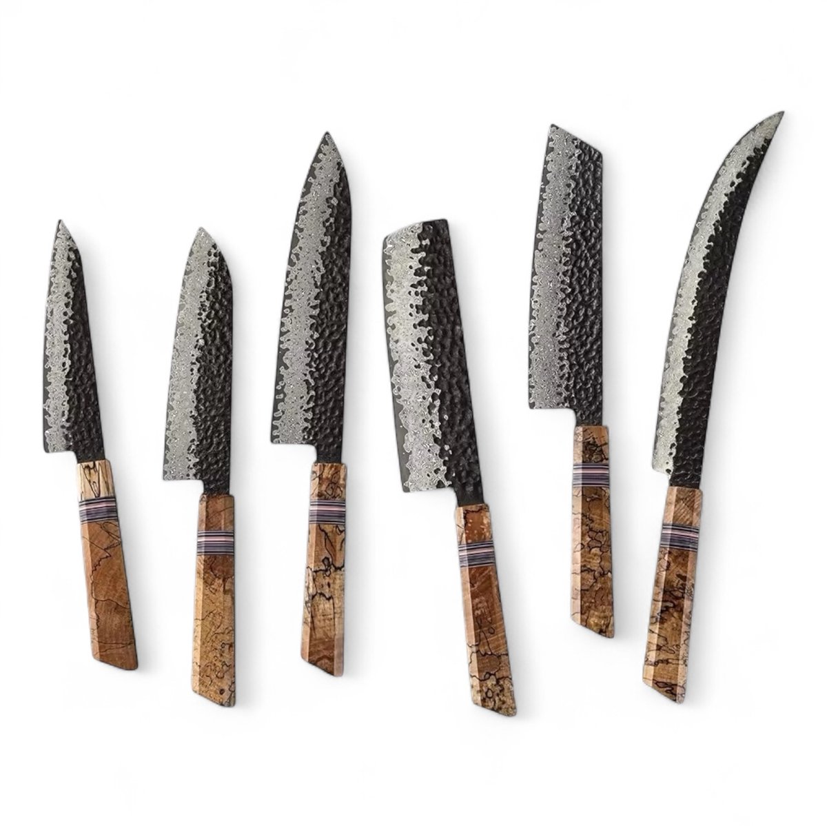 KAAMUT® 6-delige Messenset 67 Lagen Damascusstaal – Vlijmscherp – Professionele Koksmessen – Handvat van Spalted Maple & G10