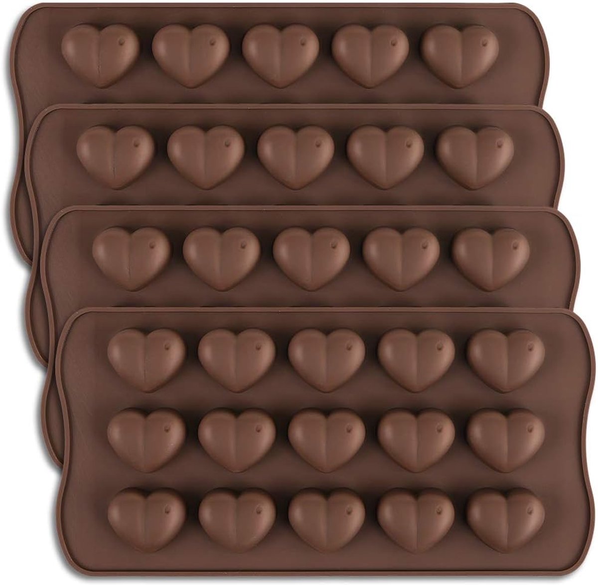 Chocolade Hart Mal Set van 4 - Siliconen Snoepvorm - DIY Keukengerei - Chocolade