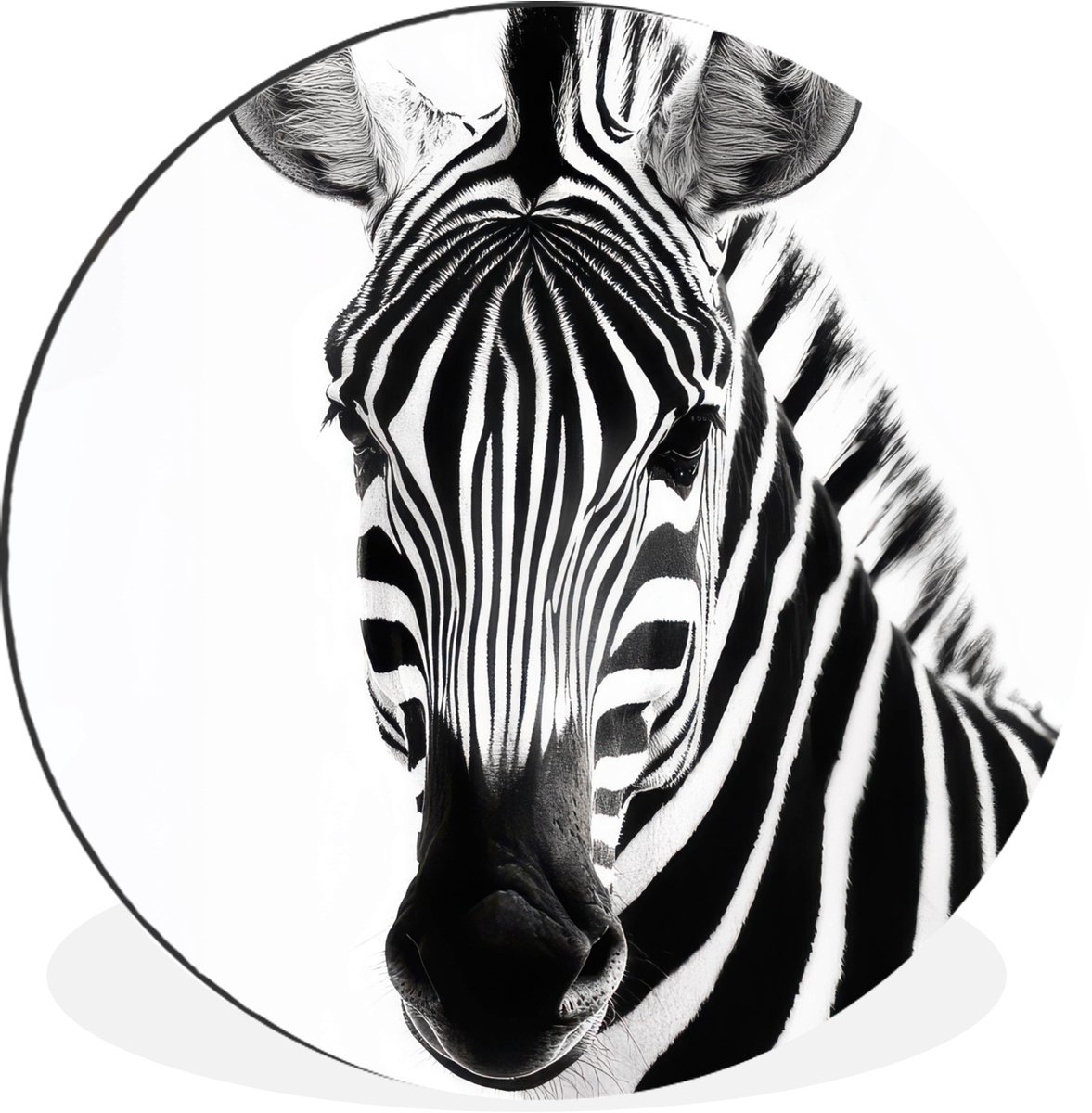 WallCircle Wandcirkel - Muurcirkel - Zebra - Close-up - Zwart - Strepen - Aluminium - Dibond - 90x90 cm - Binnen en Buiten