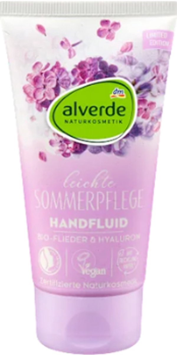 Alverde NATURKOSMETIK Hand Fluid - Handcrème | 1x 75ml - Met Biologische Spaanse Vlierbes en Hyaluron - Zomerverzorging