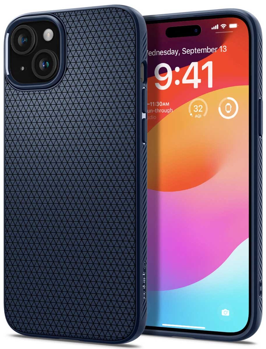 Spigen Liquid Air hoesje geschikt voor iPhone 15 - Blauw