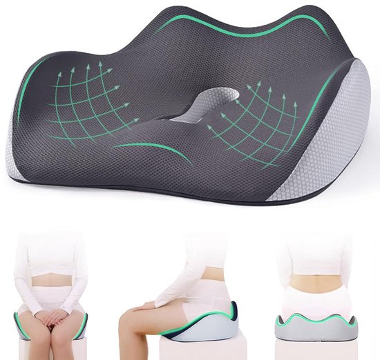 Coussin orthopédique pour le coccyx - Coussin d'assise confortable pour les maux de dos - 1 pièce - Mousse à mémoire de forme