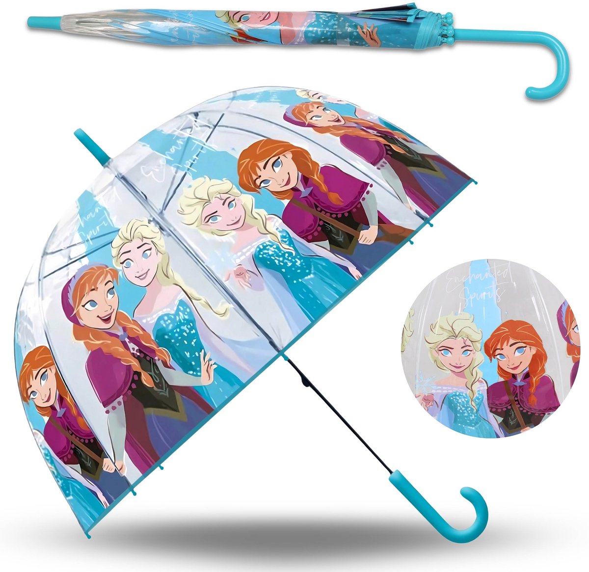 Disney Frozen AUTOMATISCHE paraplu, OPVOUWBARE transparante paraplu voor meisjes