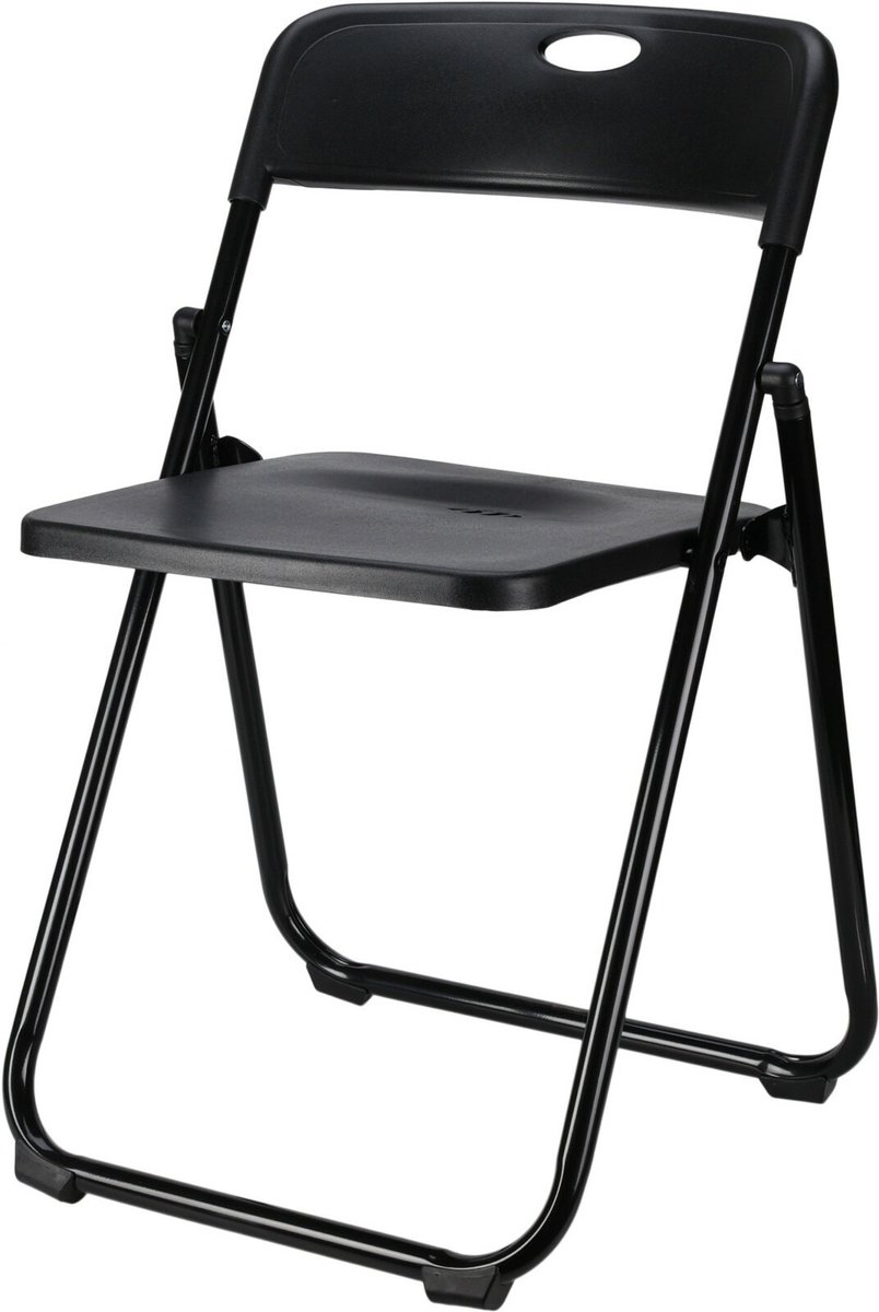 Home & Styling Klapstoel voor buiten/binnen - zwart - 47 x 73 cm - stevig kunststof - Bijzet stoelen - Vouwstoelen