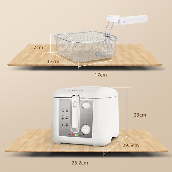 Aigostar Indra - Frituurpan - Friteuse - 2.5L - met Kijkvenster - 1650W - Koude zone - wit - WK