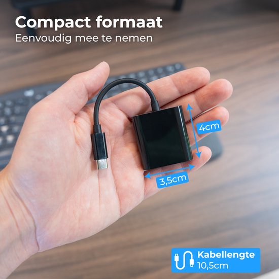 Lecteur de carte SD Nuvance - USB-C - Avec convertisseurs USB et 8 broches - Lecteur de carte mémoire Micro SD - Zwart