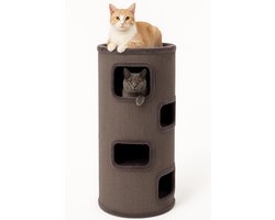 Krabton voor katten – Krabton Enes Grijs L – 50x50x120 cm – luxe krabmeubel met 4 verdiepingen – Flamingo First Class Selection