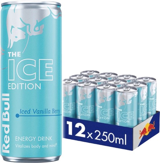 Red Bull - Winter Edition - Iced Vanilla Berry smaak - 12 x 0,25L blik - energy drink SUGARFREE