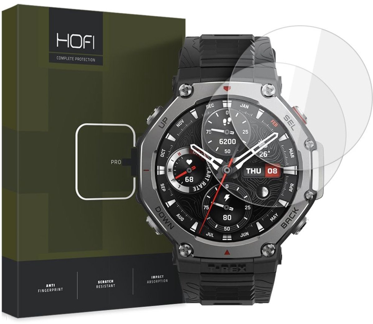 Hofi Gehard Glas Voor Amazfit T-Rex 3 2 Stuks Zeker Bescherming Van Het Display