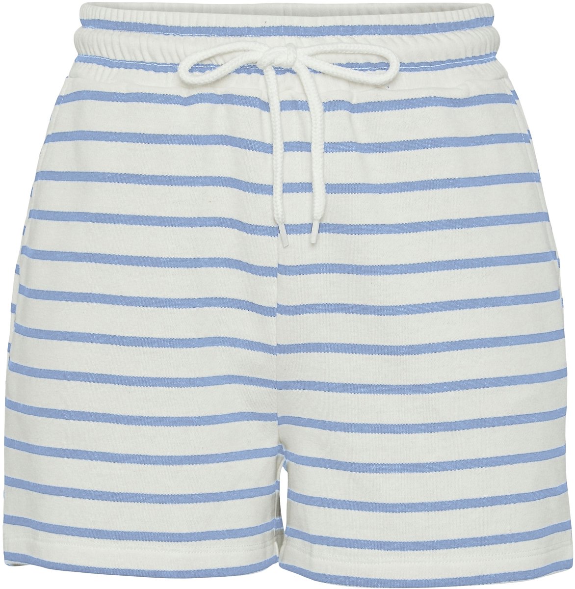 Pieces Dames pyjama korte broek - Zomer shorts - Blauw gestreept - Katoenen losse korte pyjamabroek