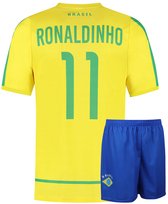 Brazilie Voetbaltenue Thuis Ronaldinho - WK 2002 - Voetbal Tenue Kinderen - Shirt en Broekje - Jongens en Meisjes - Volwassenen - Heren en Dames - Maat 140