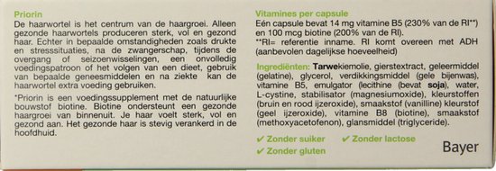 Priorin Capsules | 60 stuks | Haar Vitamines | Voedingssupplement met Biotine, Vitamine B5, Gierstextract en L-cystine | Ondersteunt Gezonde Haargroei van Binnenuit | Versterkt Haarwortels | voor Sterk, Vol en Gezond Haar