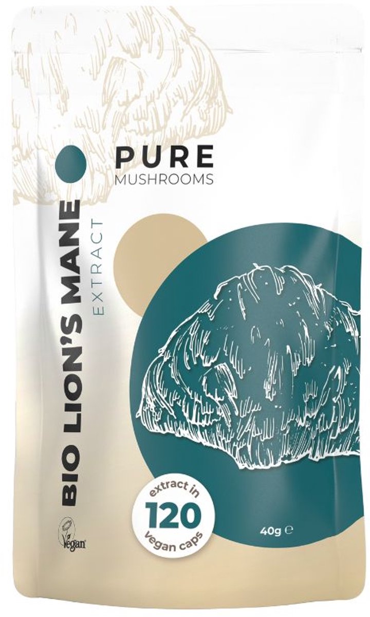 Goedkoopste Pure Mushrooms Lion's mane paddenstoelen extract bio 120 Vegetarische capsules