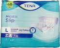 Verpakking van TENA ProSkin Slip L, 21 stuks. Duidelijke TENA logo's en productaanduiding.