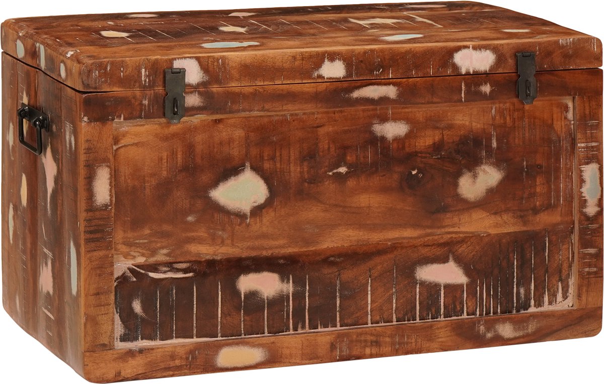vidaXL - Opbergbox - met - opslag - met - de - deur - Bruin - Massief - Mango - Hout