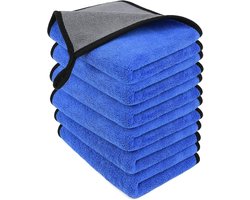 6 stuks microvezeldoek - 30*40cm Autowasdoek - Microvezel Autoreinigingsdoek - Multifunctionele Tweekleurige Reinigingsdoek - Verdikte Doek - Superabsorberende Doek - Reinigingsdoek voor Keuken, Auto, Ramen - Blauwgrijs