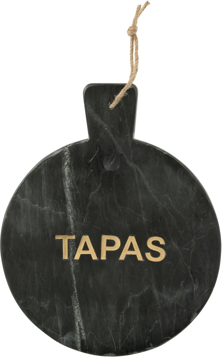 J-Line snijplank Tapas Rond Marmer - steen - zwart/goud