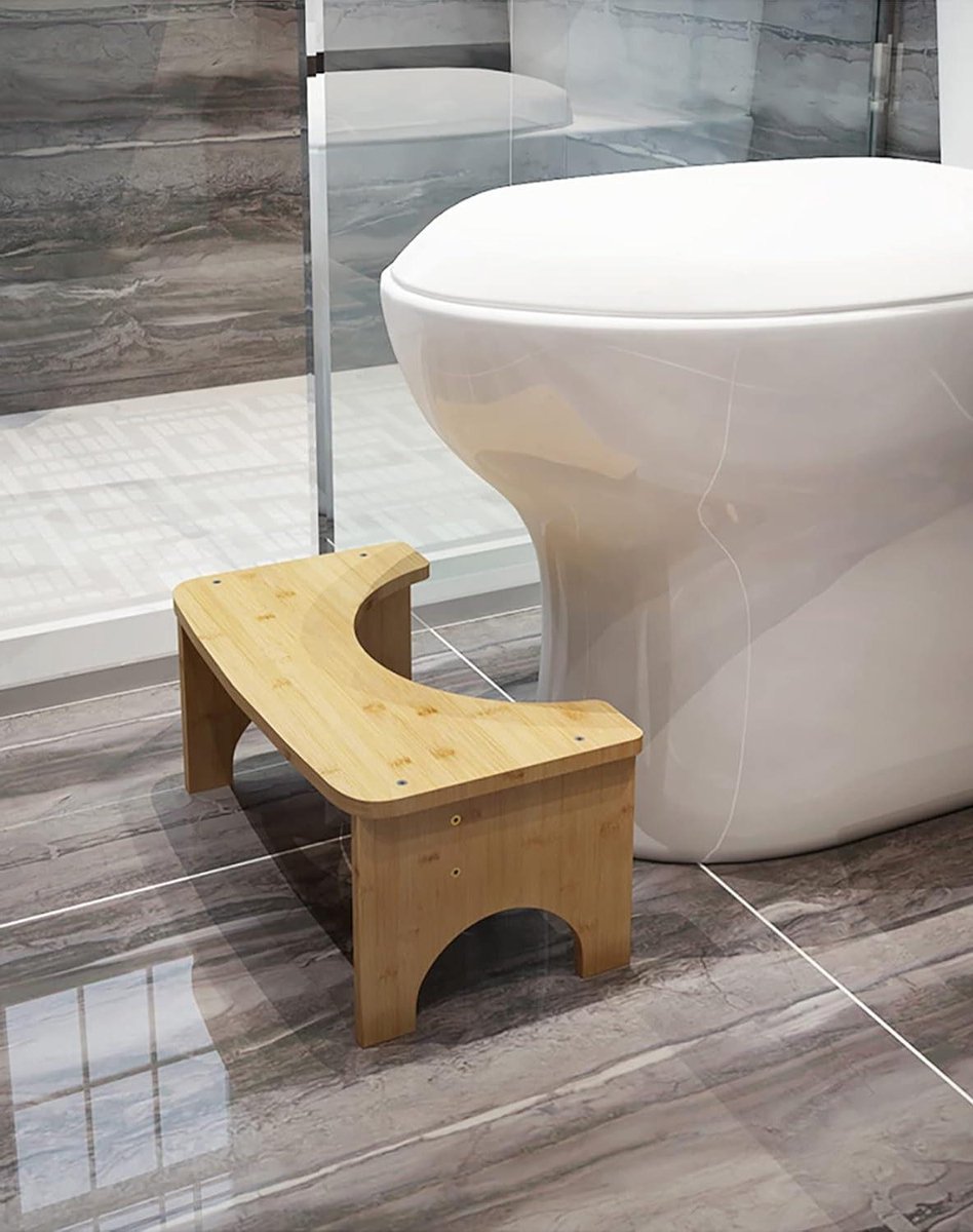 JGS Premium - Fysiologische Bamboe Toilet Kruk - Verbeterde Houding - Sterke C-vormige Treeplank - 35 Graden Hoek