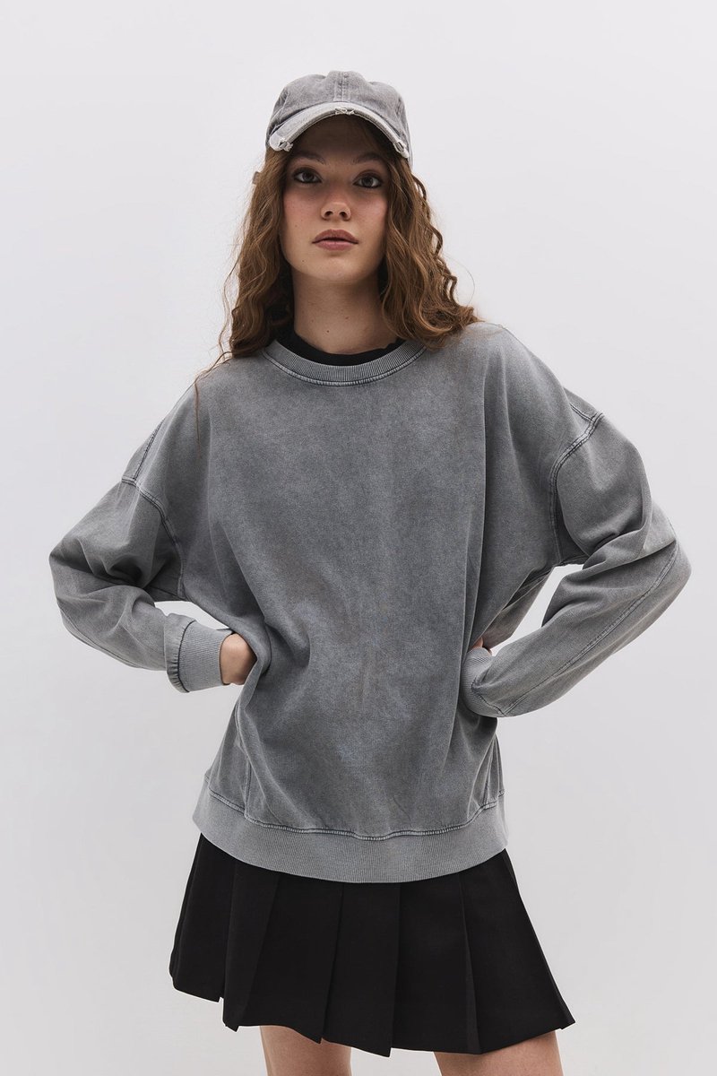 Sweat-shirt oversize en coton effet délavé