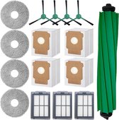 JGS Premium Vervangingsset geschikt voor iRobot Roomba Plus 405/505 Combo, 16-delig, met rubberen borstel, mopdoeken, stofzakken, filters en zijborstels