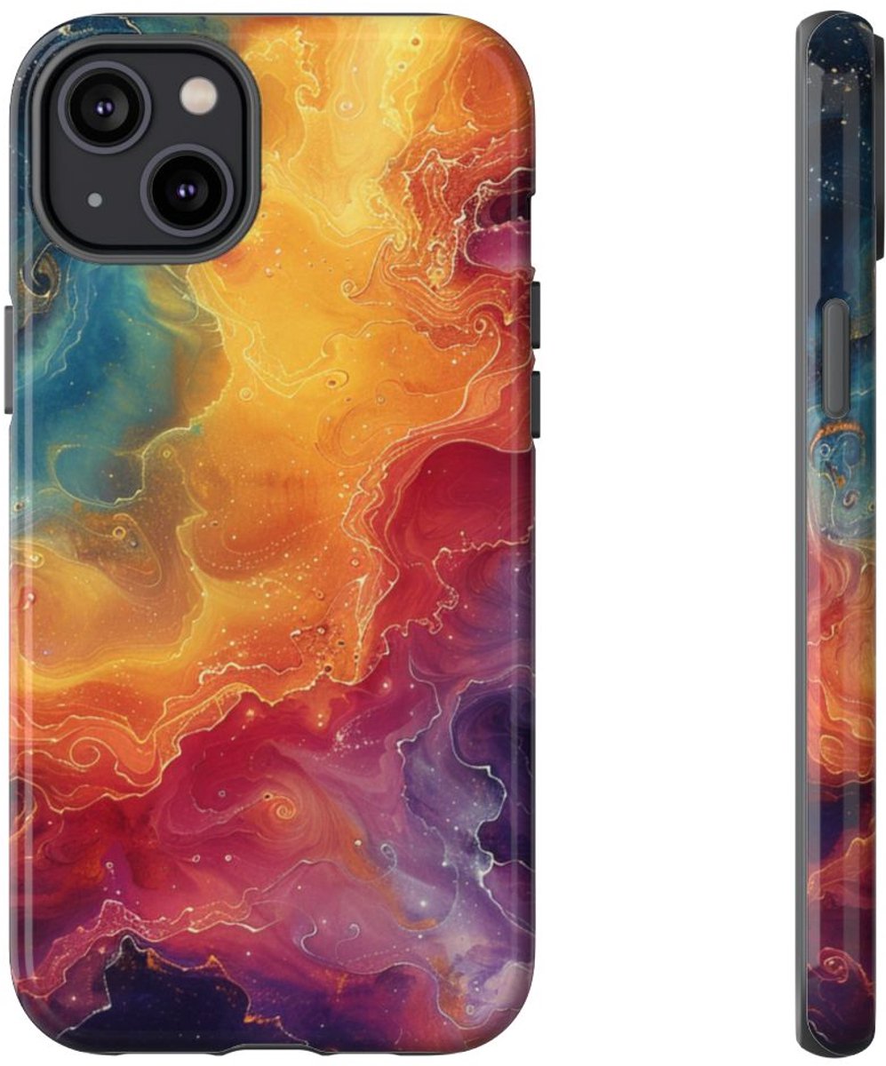 Kleurrijke Kosmische Nevel Abstract – Telefoonhoesje Geschikt voor iPhone 14 Plus