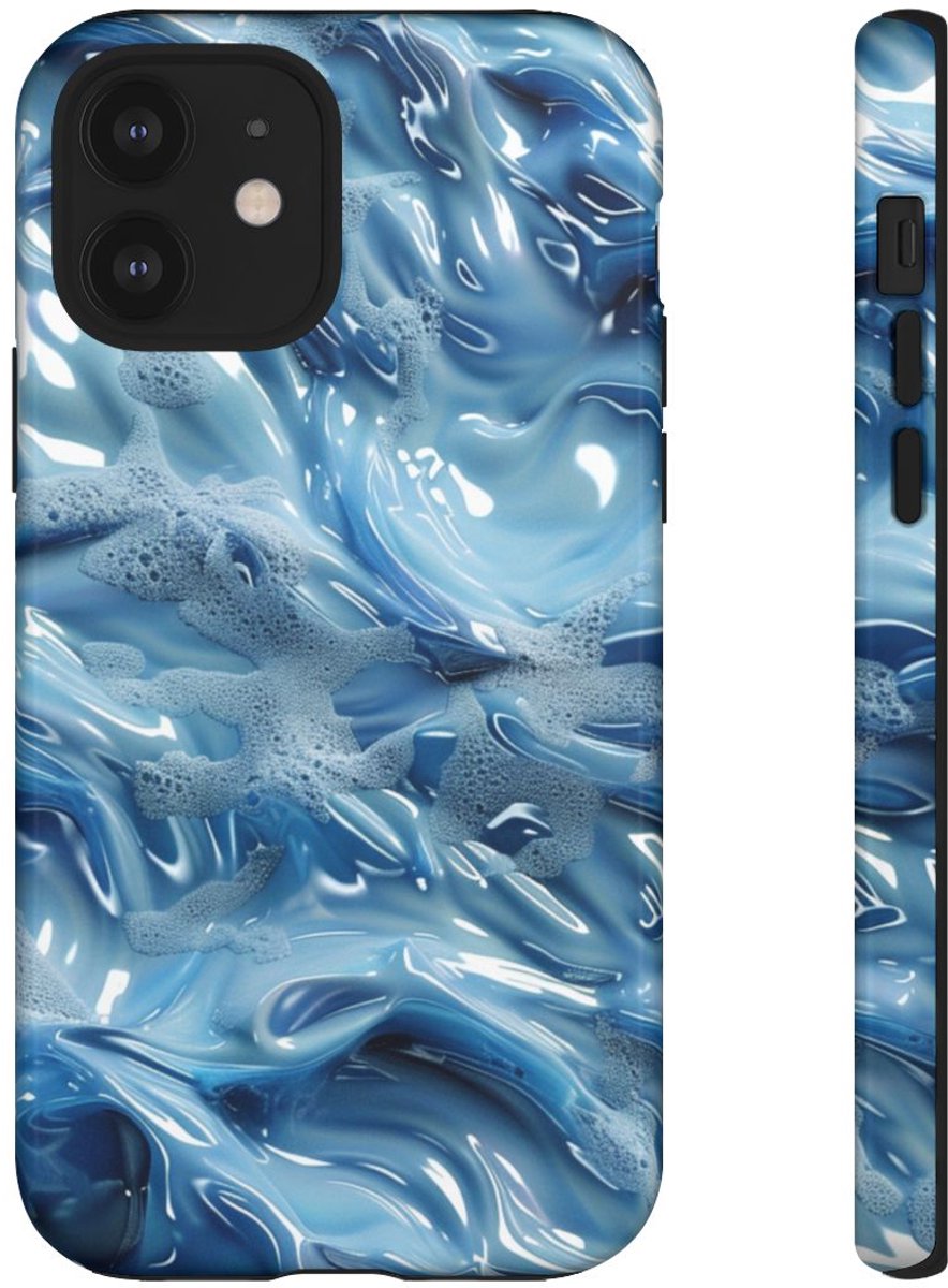 Blauw Abstract Golvend Patroon – Telefoonhoesje Geschikt voor iPhone 12