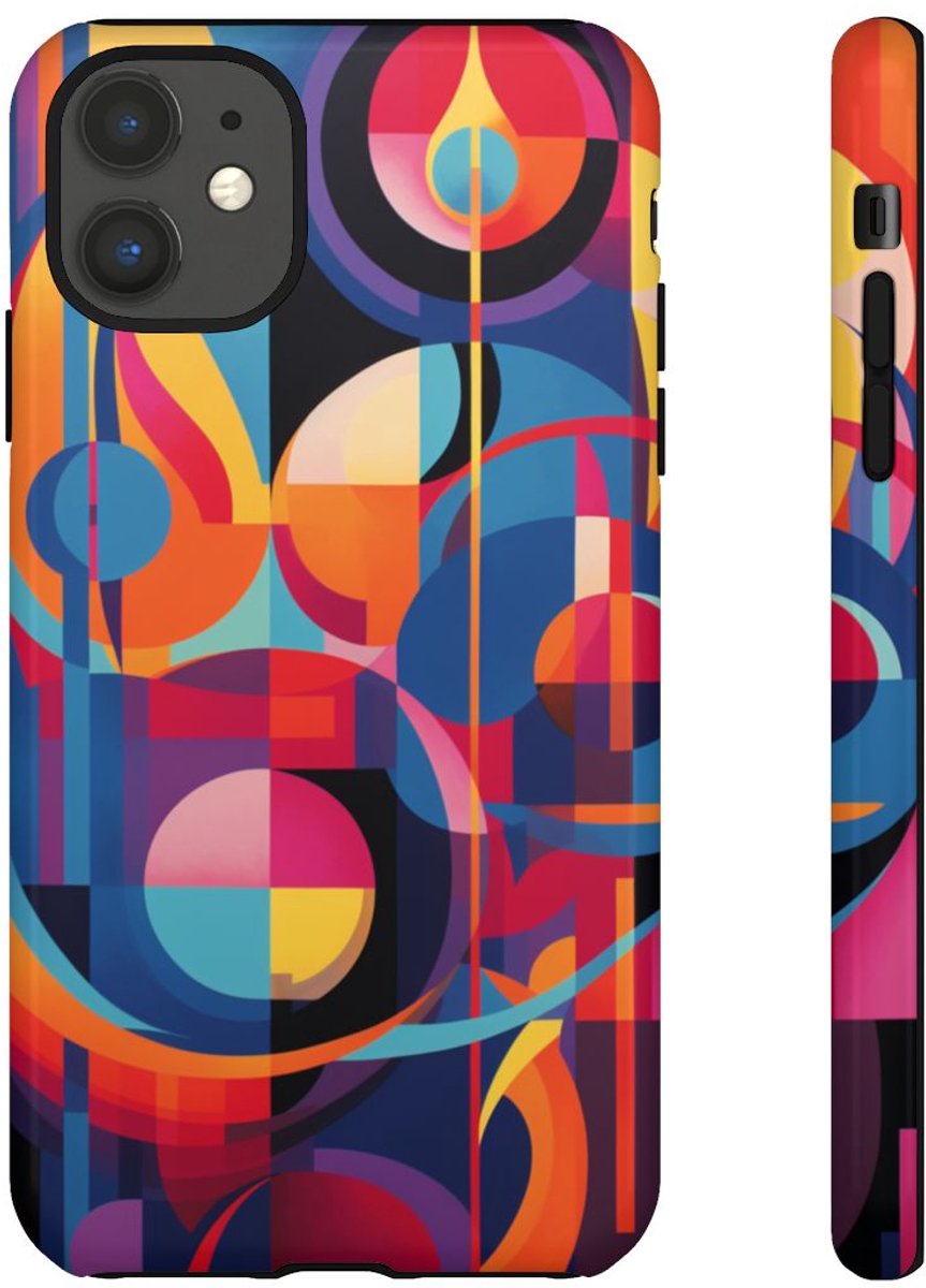 Vrolijke Geometrische Abstracte Kunst – Telefoonhoesje Geschikt voor iPhone 11