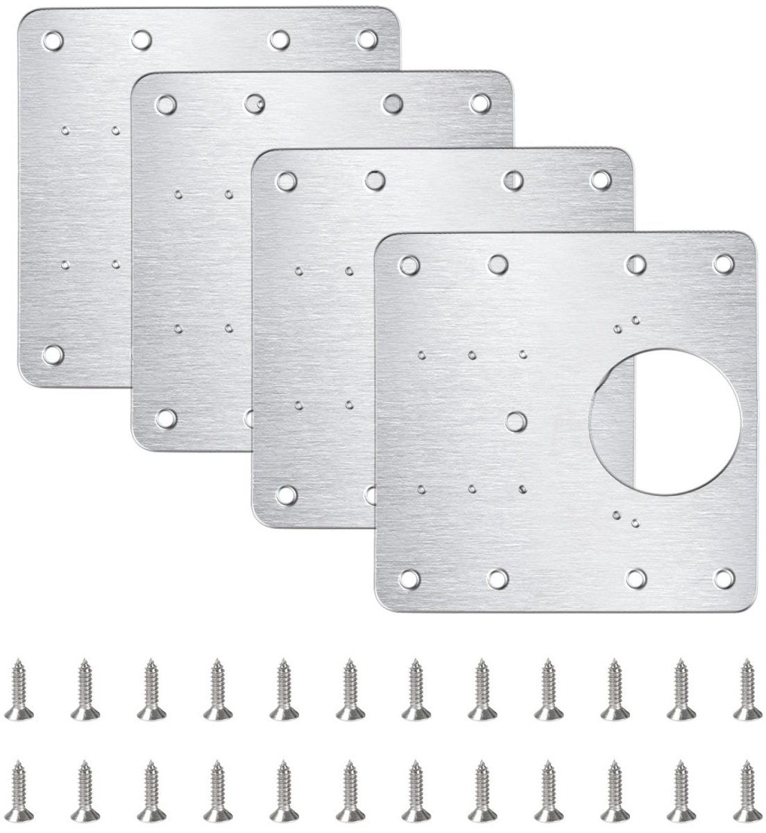 EXCITAT Scharnierreparatieplaat - Scharnierreparatiegereedschap - Keukenscharnierreparatieset - Geschikt voor deuren, kasten, meubels, laden, ramen - 9*9 cm - 4 stuks - Roestvrij staal