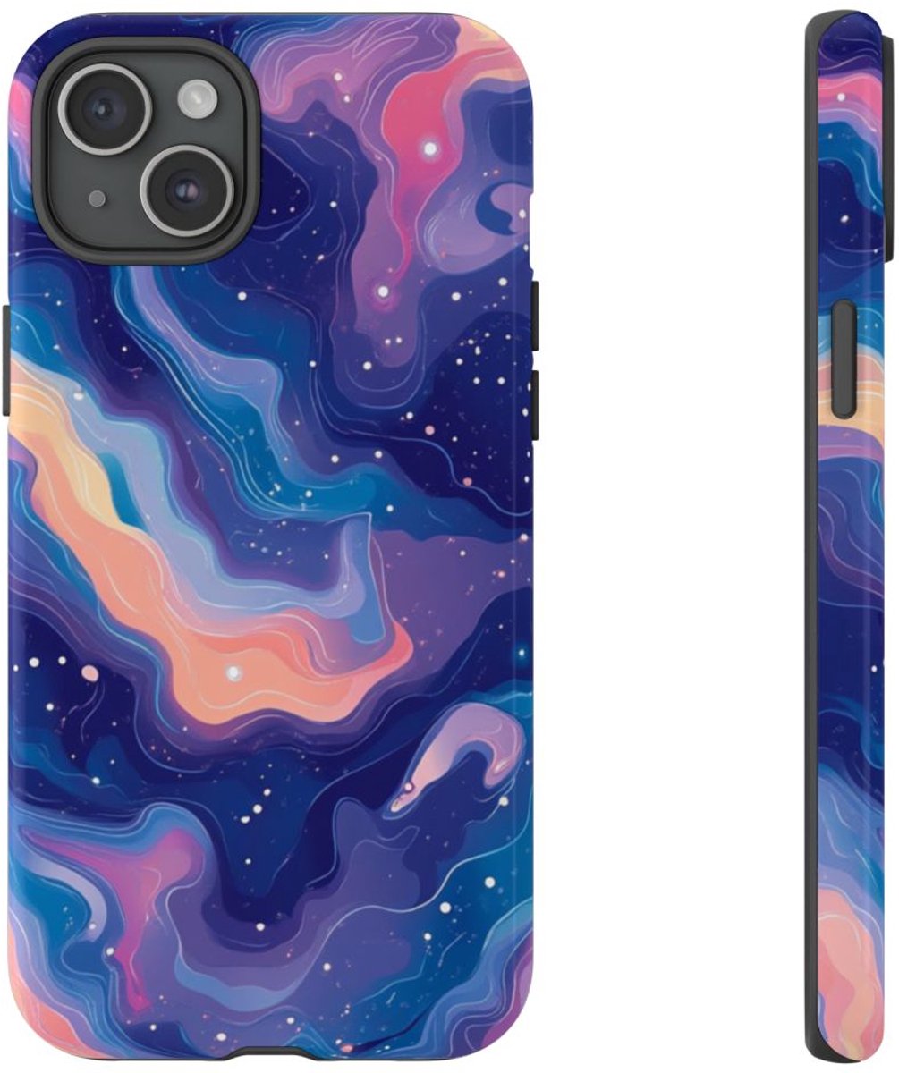Kleurrijke Abstracte Kosmische Wervelingen – Telefoonhoesje Geschikt voor iPhone 15 Plus