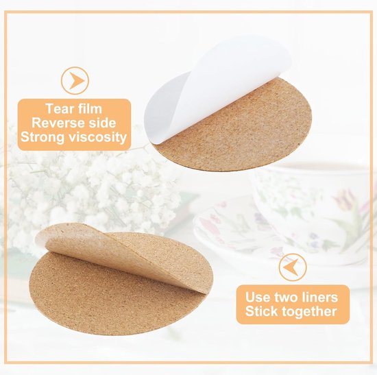 16 Pcs Cork Coasters, Round Cork Coasters, 8cm Diameter, Cork, Glass, Coasters, Cork Sheet, Heat Resistant Cork Coasters for Home, Office, Pub Glasses van Merkloos	 — afbeelding 4