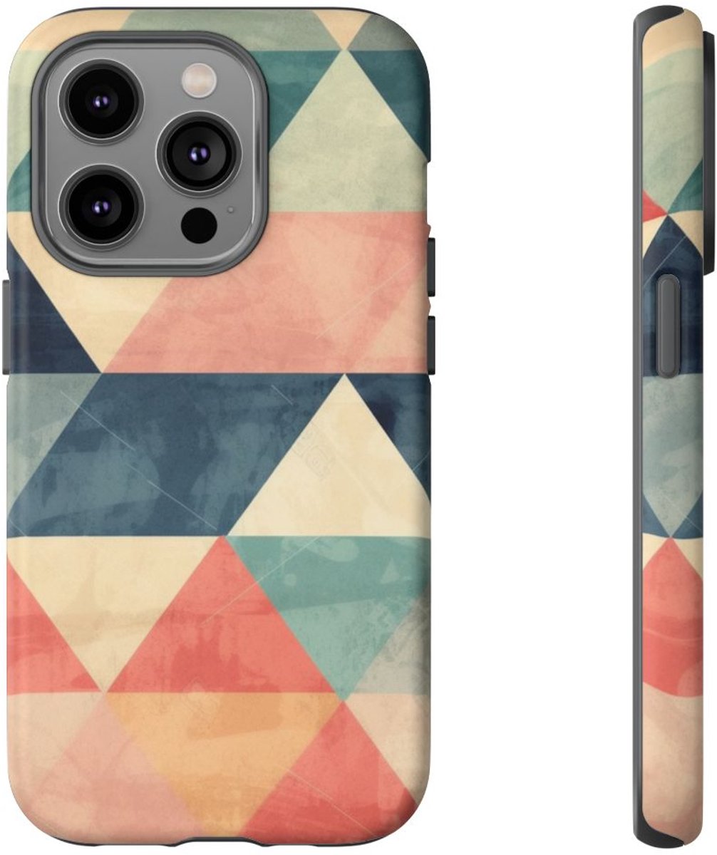 Gedempt Geometrisch Driehoekpatroon – Telefoonhoesje Geschikt voor iPhone 14 Pro