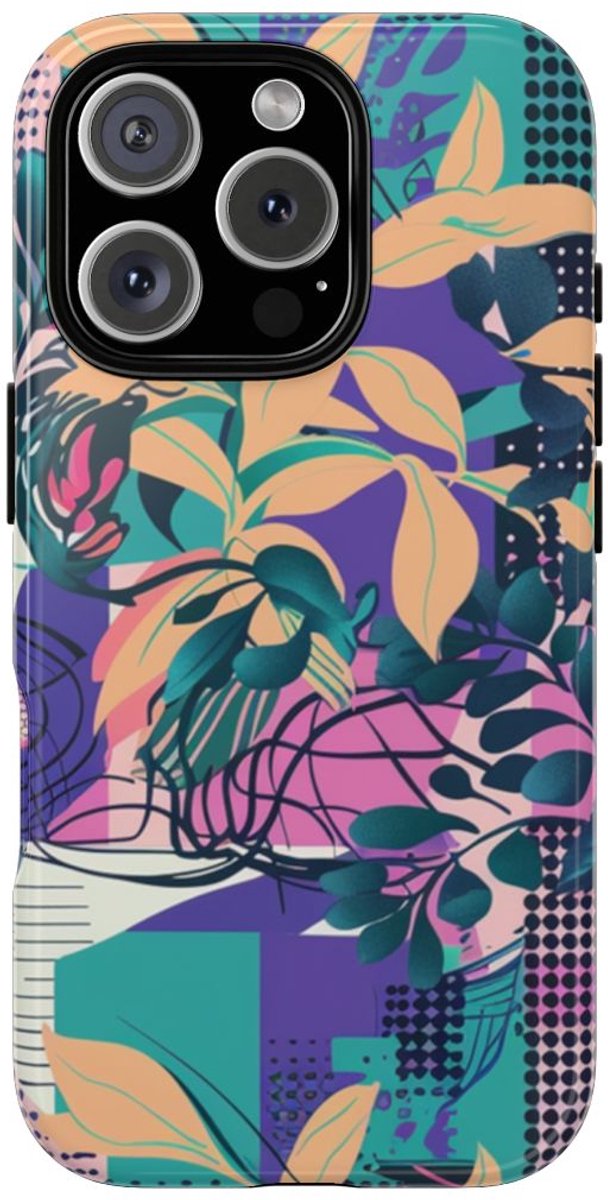 Kleurrijk Abstract Bloemenpatroon – Telefoonhoesje Geschikt voor iPhone 16 Pro