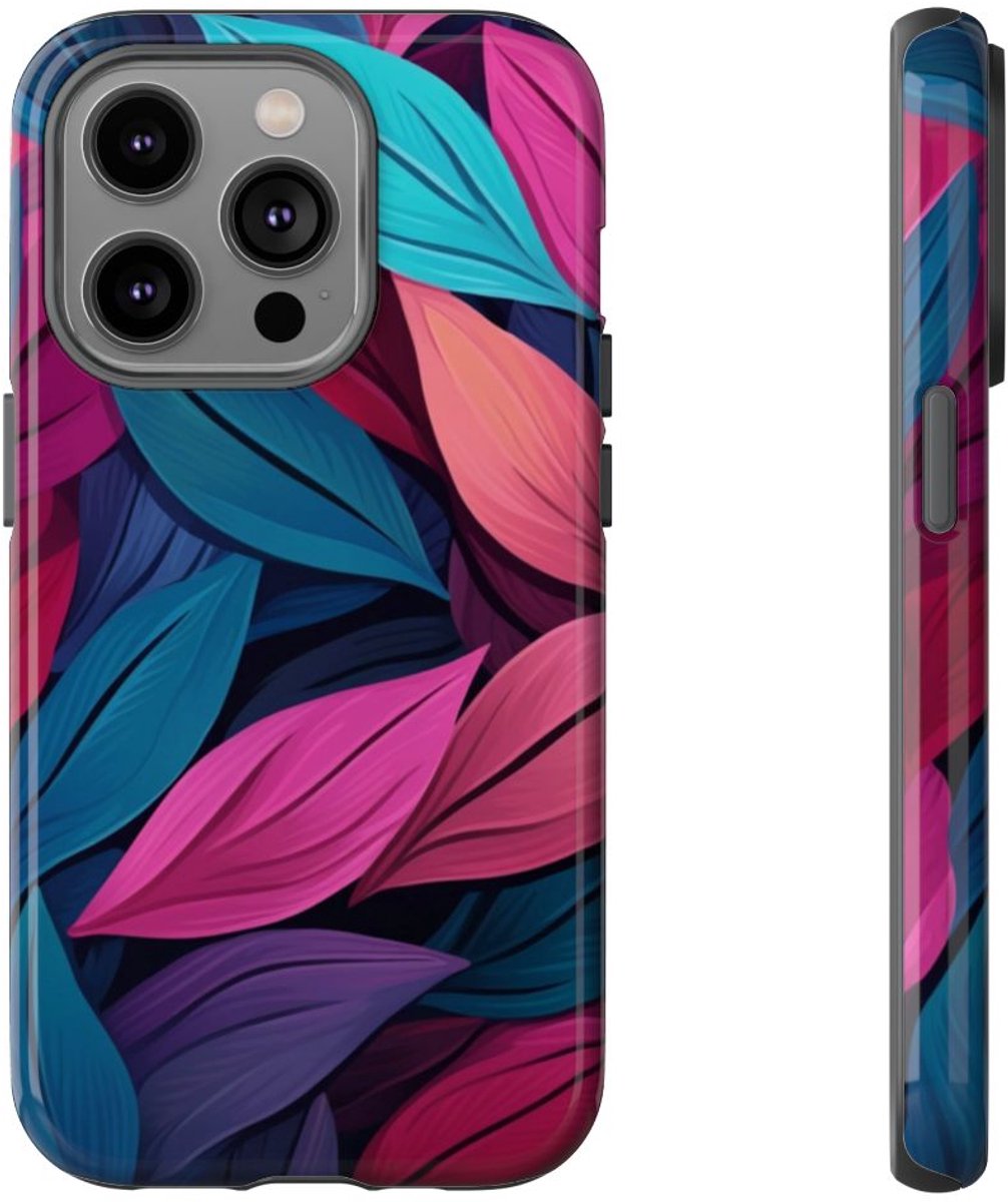 Kleurrijk Abstract Bladerenpatroon – Telefoonhoesje Geschikt voor iPhone 14 Pro
