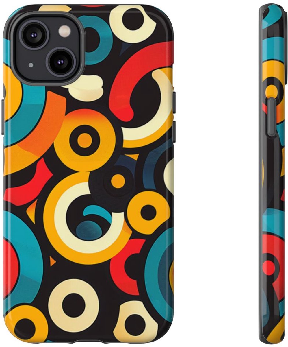 Kleurrijk Abstract Cirkelpatroon – Telefoonhoesje Geschikt voor iPhone 14 Plus
