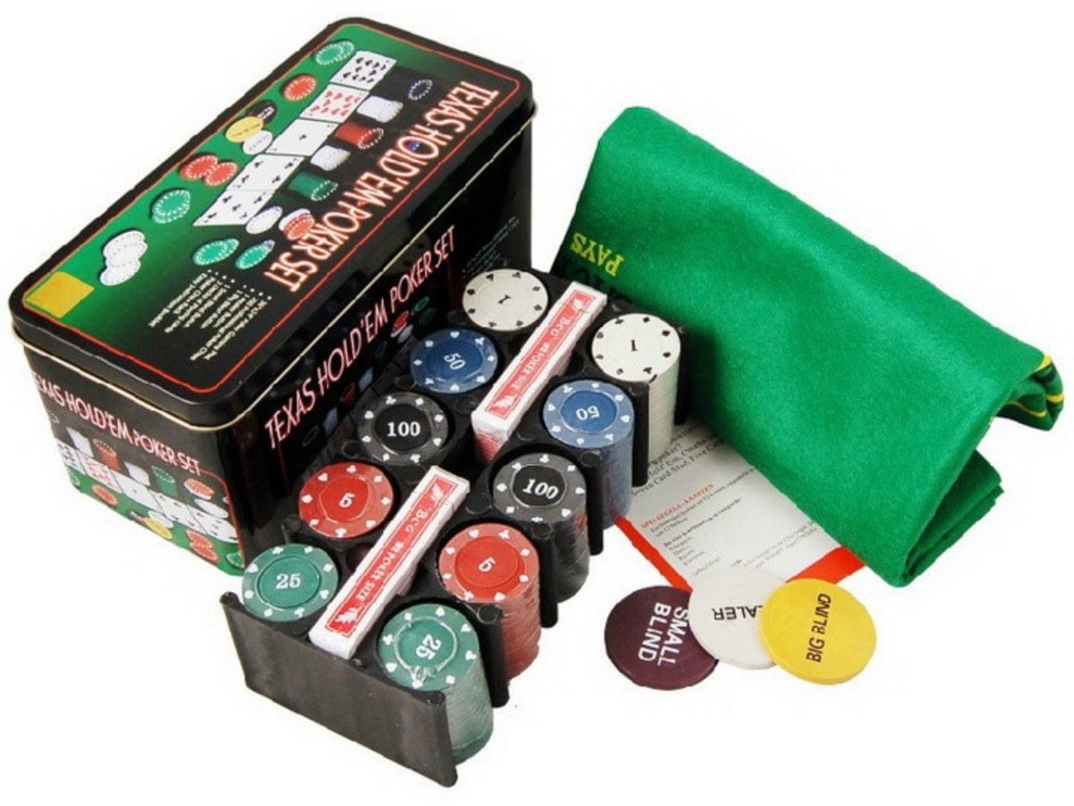 powerking Set de Poker pour Texas Holdem, Blackjack 200 jetons avec Nappe Jeu fête familiale Amis (lot 300 pokers