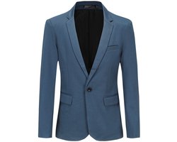 Allthemen Heren Effen Casual Blazer met Enkele Knoop - Ronde Zoom - XL