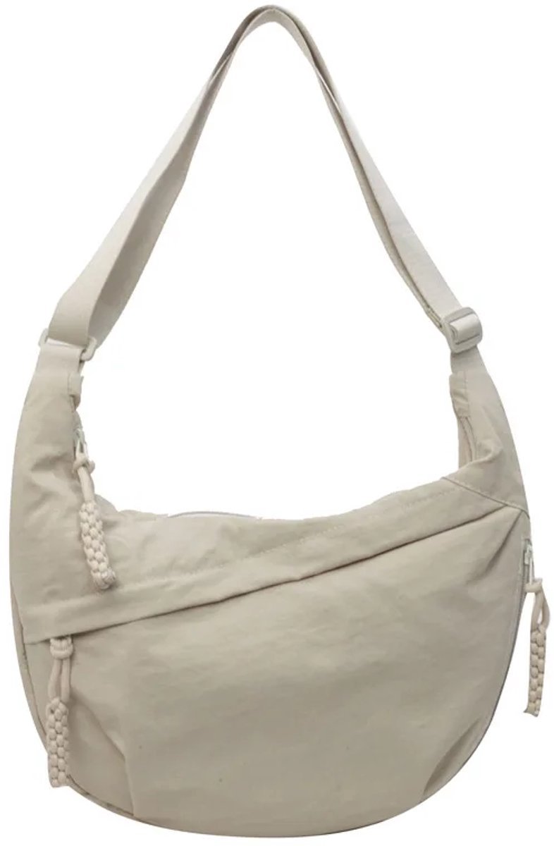 Without Lemon - Unisex - Halve Maan Crossbody Tas - Urban & Sportief - Lichtgewicht - Verstelbare riem - Handig - 34x21x7cm - Crème