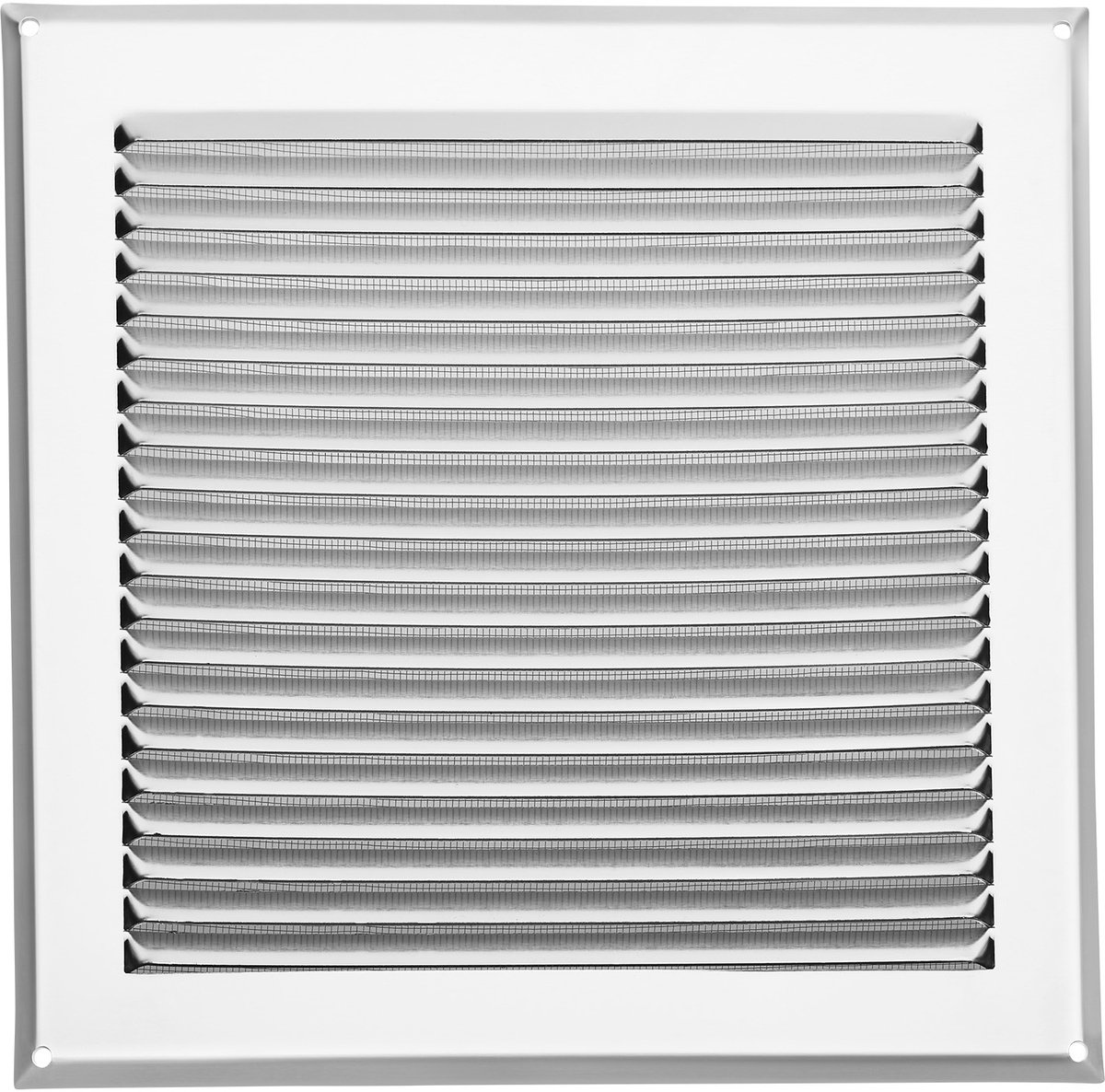 SOTECH aluminium ventilatierooster 250 x 250 mm inox look met muggengaas Ventilatierooster voor opschroefbare montage