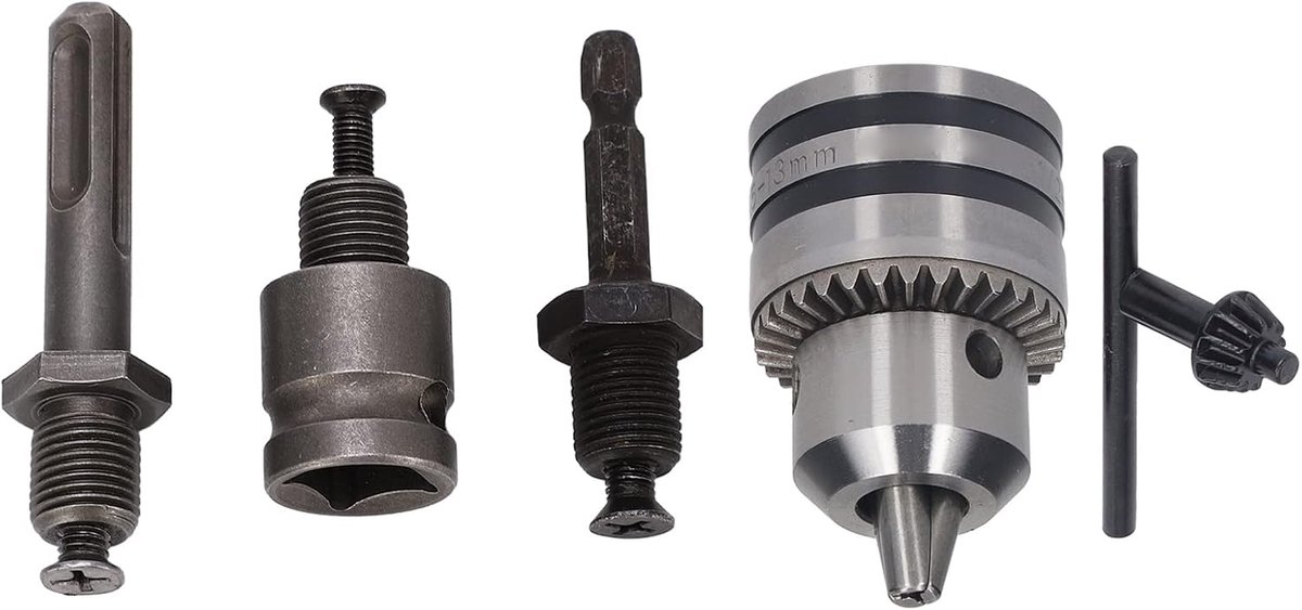 Key Type Drill Head, Drill Head Kit, Drill Head with Capacity of 1.5-13 Mm 1/2-20UNF Mounting Impact Screwdriver Bits Drill Wrench Drill Head, Drill Heads