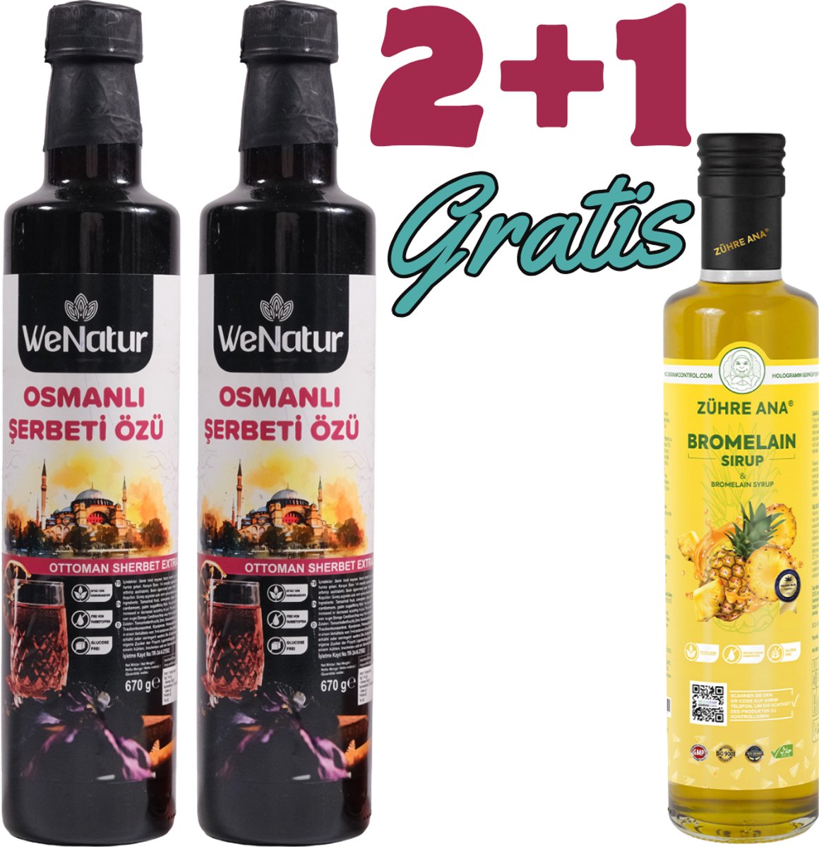 Zühre Ana Bromelaïne Siroop Set – WeNatur Ottomaans Erfgoed Siroop – 2‑delige Combinatie