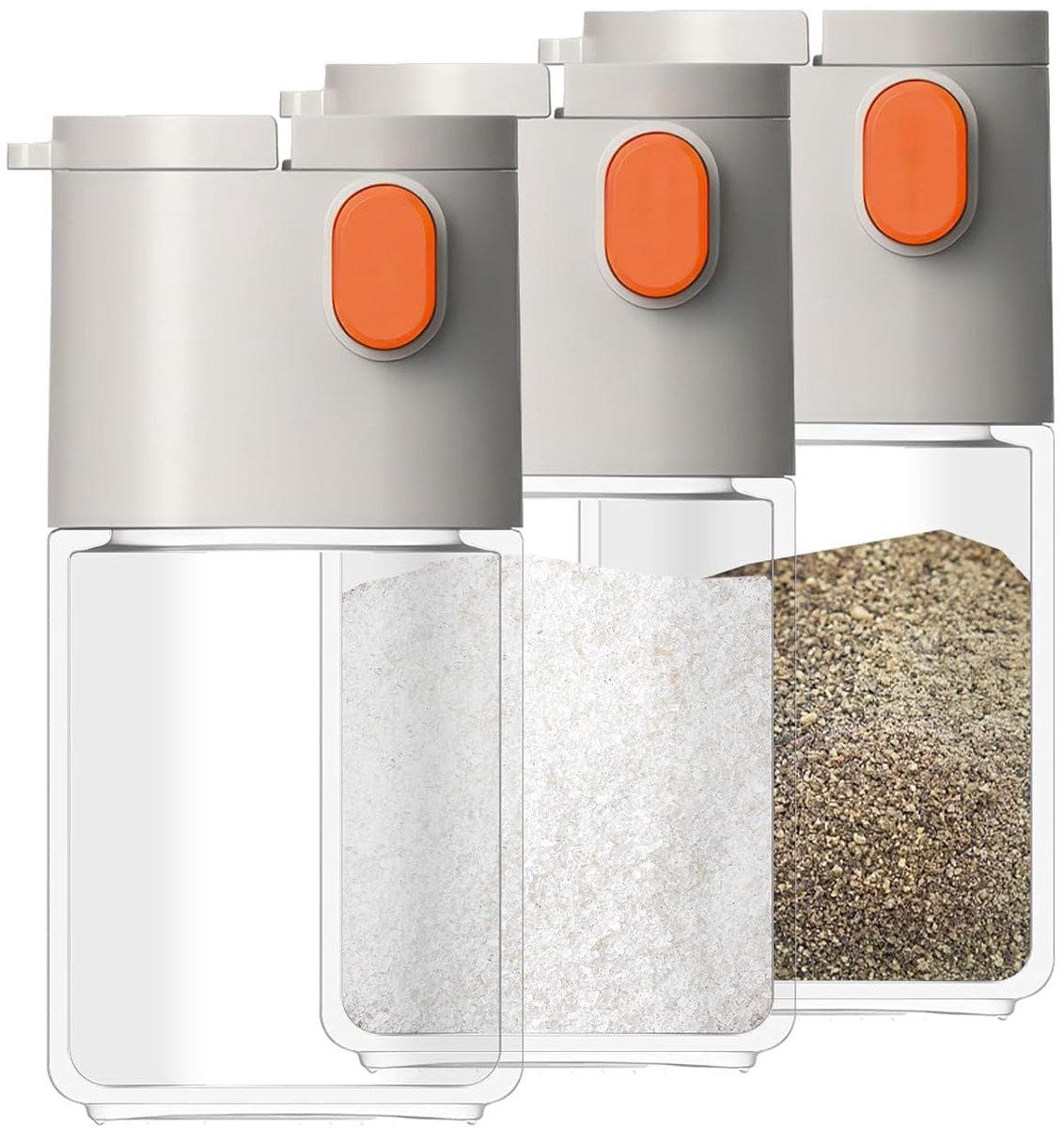 Kwantitatieve Zout- en Peperdispenser - 2 in 1 - 180ml - Hoogwaardig Glas - Set van 3