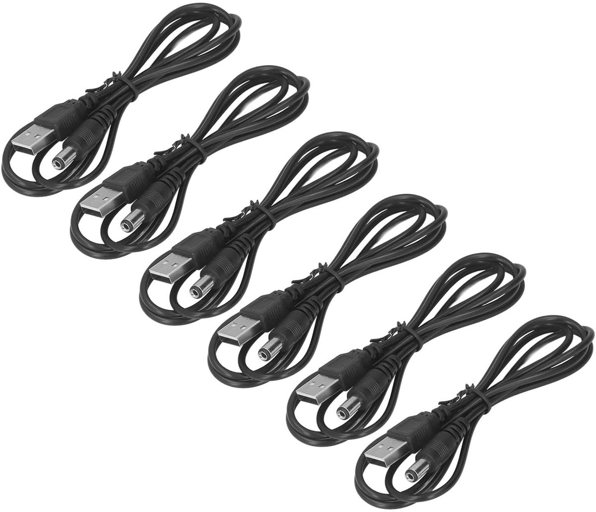 Image of 6 Stuks 5V DC USB Naar DC Voedingskabel 55x21mm Oplaadvat Jack Zwart met zoekwoorden: kopen, online .