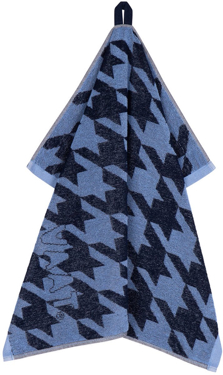 Keukenhanddoek pied-de-poule denim / babyblauw