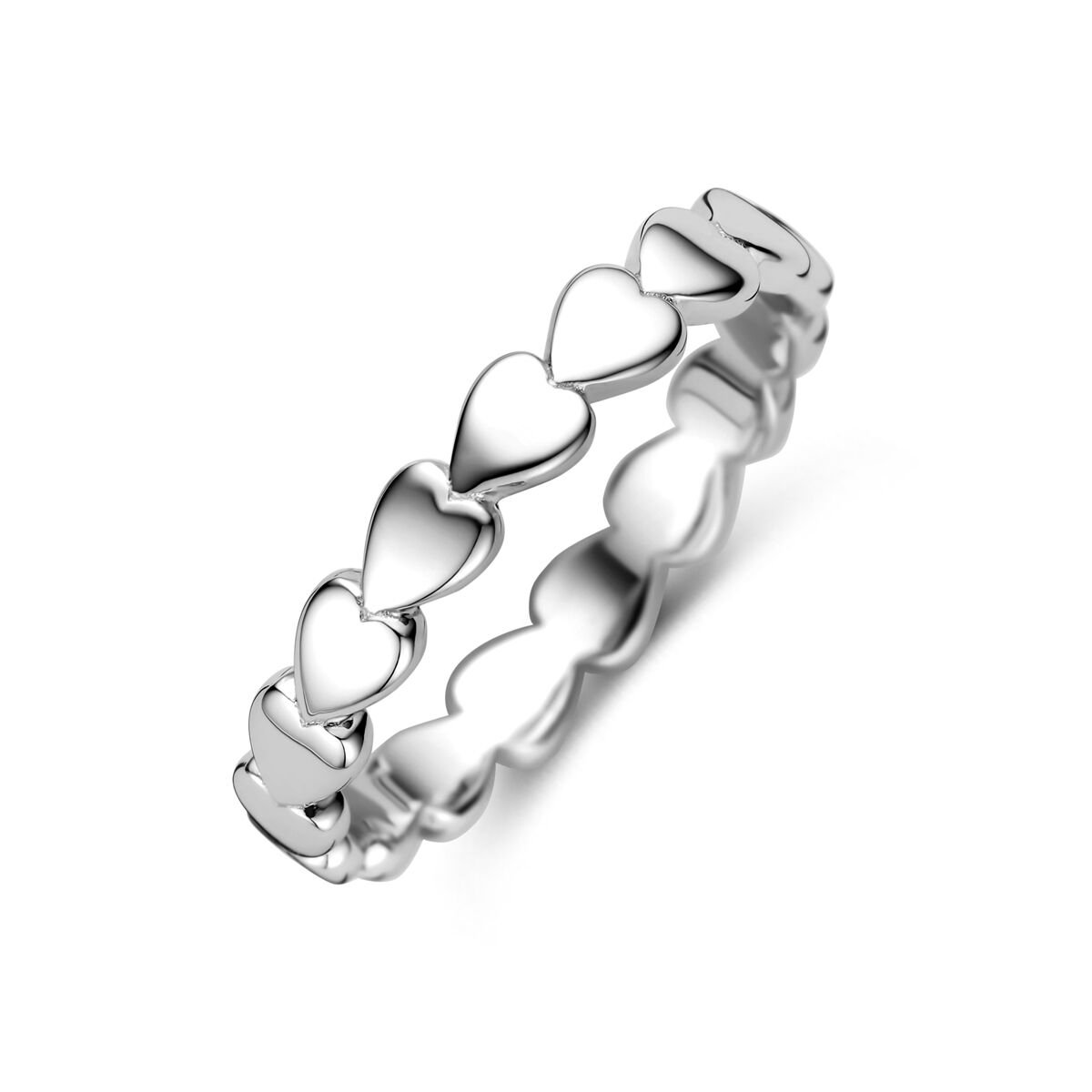 Zilveren gerhodineerde ring met hartjes motief 1341756
