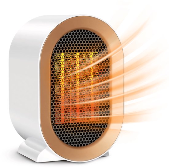 Vulpes Goods® Tech - Elektrische Kachel Pro - Elektrische Verwarming voor Binnen - Ventilatorkachel - Keramische Kachel - Heater - 2 Standen - 1200W - LED Indicatie - Wit